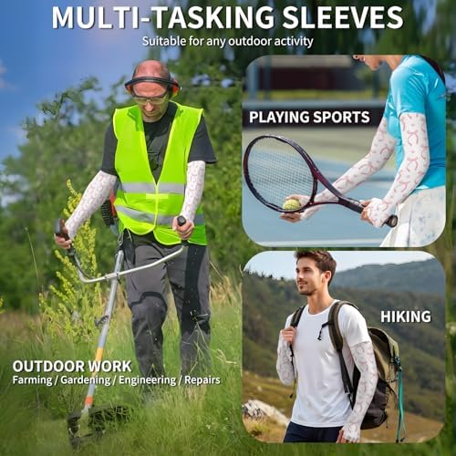 Gardening Sleeves, Farm UV Sun Protection Cooling Arm Sleeves with Thumb Hole