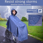 Wheelchair Poncho Wheelchair Cover Lightweight, Breathable & Waterproof Wheelchair RainCape Universal Fit, Mobility Scooter & Electric Wheelchair Poncho Full Body Coverage for Adults Reusable (Blue)