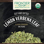 Frontier Co-op Organic Lemon Verbena Leaf, Cut and Sifted, Kosher, Bulk Bag - Loose Leaf Lemon Verbena Tea - Cafe and Restaurant Supply | 16 Ounce (Pack of 1)