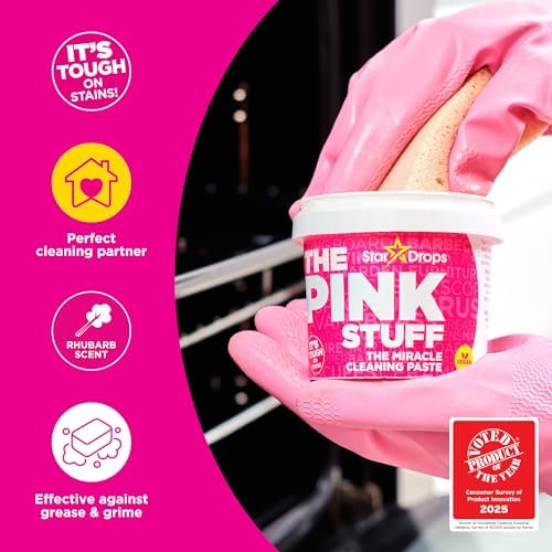 Stardrops The Pink Stuff Cleaning Paste 500g, Multi Purpose Cleaner for Kitchen, Bathroom, Tiles, Glass, Shower, Oven, Sink, Stainless Steel, Removes Grease, Grime & Stains