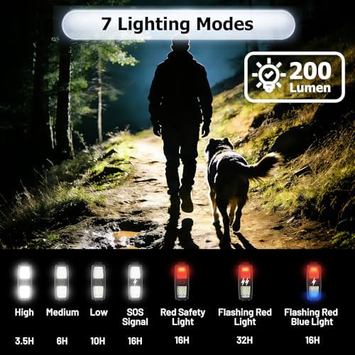 2 Pack Running Light for Runners, Clip on Flashlights Rechargeable Safety Lights for Walking at Night Hands Free Flashlight Portable LED Work Light Warning Flashing Camping Hiking Walking Dog Black