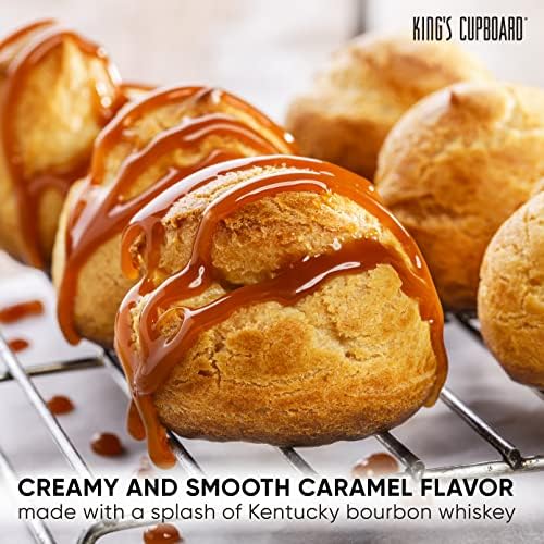 King's Cupboard Bourbon Caramel Sauce - The Perfect Sauce for Ice Cream, Fruit Dip, Topping Desserts, Caramel Drizzle for Coffee - Gluten-Free, Kosher, All Natural Ingredients, Made in USA 10.4 oz