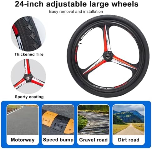 Sport wheelchair 24-inch rear wheels for stability and easy removal Hole diameter 12.7mm(Black Single wheel)