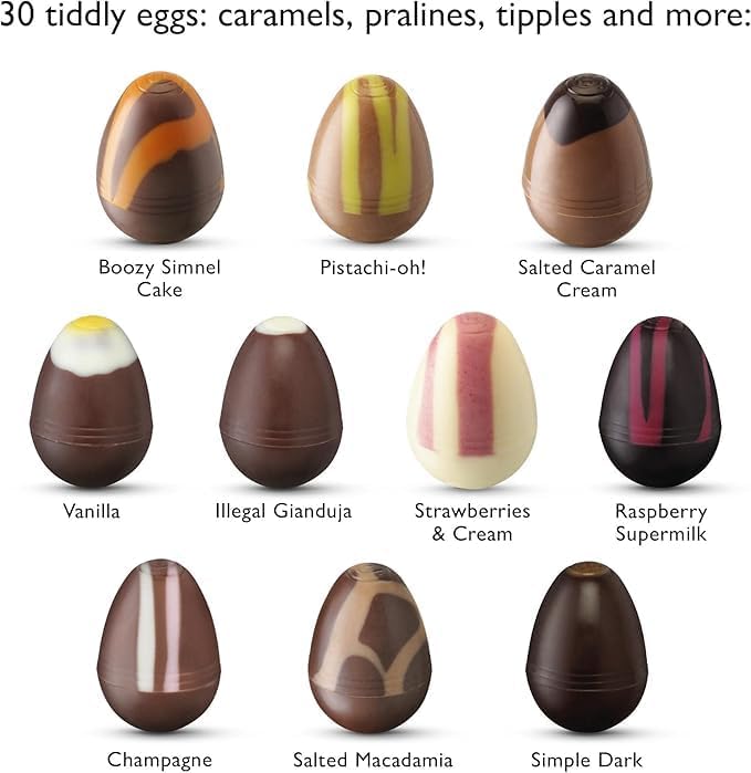Easter Chocolate Gift Box - 30 Assorted Gourmet Milk, Dark & White Chocolates Eggs – Luxury Easter Candy Gift – Hotel Chocolat Easter Sleekster