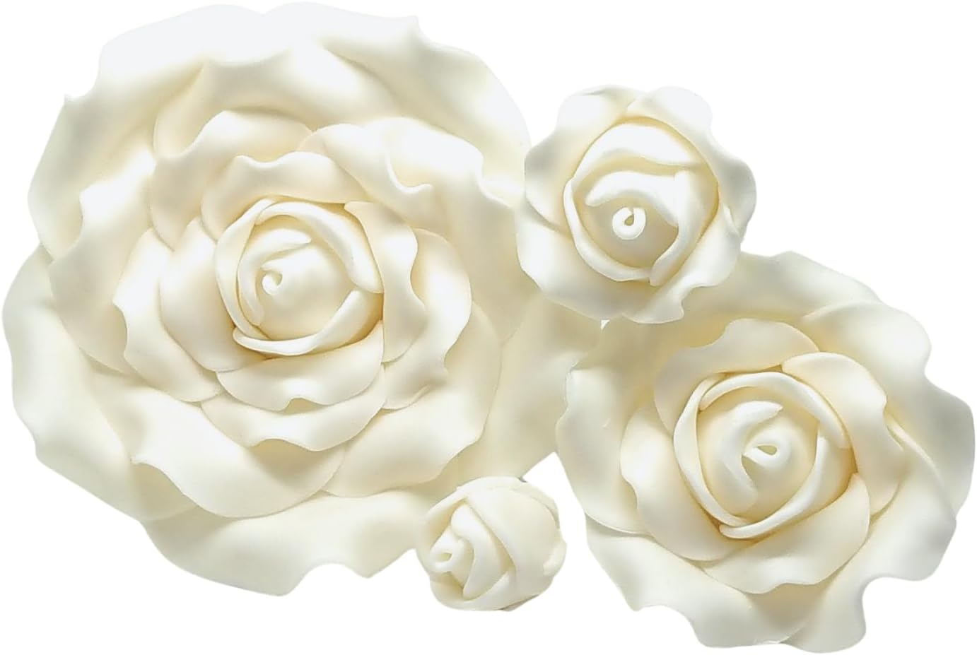 Sugar roses ivory *4 sizes* wired flower cake decoration topper… (3 1/2" ivory x 1) - Multi buy pay 1 P&P - Handmade to order from the UK 10 day delivery.