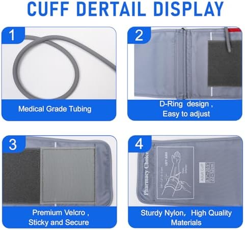 Extra Large Blood Pressure Cuff, Compatible with Most Monitors, ARM Blood Pressure Replacement Cuff with 8 Connectors,Adult Cuff (8.7"-20.5")