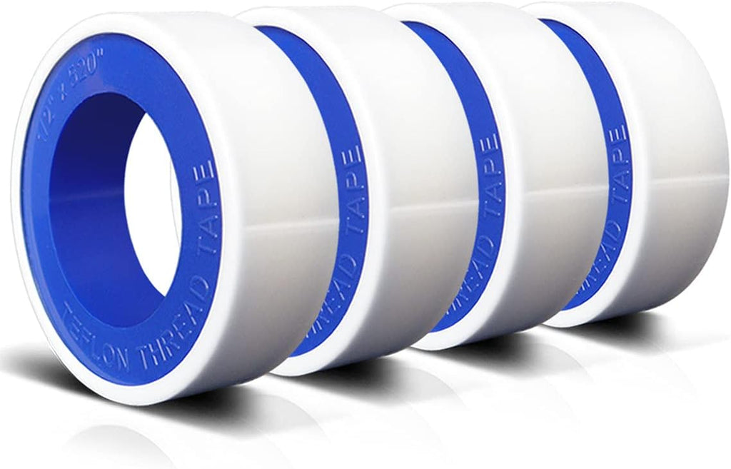 VOTMELL 4 Rolls 1/2 Inch(W) X 520 Inches(L) Teflon Plumbers Tape,Pipe Sealing & Plumbing Thread Tape,PTFE Water Sealant Seal for Shower Head,White