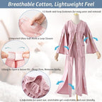 Women’s Bedridden Pajama Set Tear Away Snap Hospital Gown for Post Surgery Recovery Easy Dressing Long Sleeve Patient Clothing(2XL)