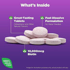 Natrol Biotin 10000mcg, 4X Faster Dissolve Supplement for Healthy Hair, Skin and Nails for Those Low in Biotin, Plus Energy Metabolism Support, 60 Tablets, Up to a 60 Day Supply