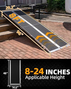 VNN Portable Wheelchair Ramp 8FT, Seamless Non-Slip Aluminum Ramps for Wheelchairs for Home, Handicap Wheelchair Ramps for Home Steps, Aluminum Loading Dock Plates