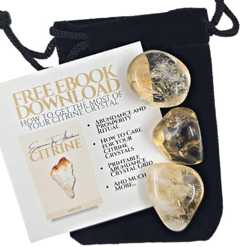 ZATNY Natural Tumbled Citrine Crystal Stones - 3 Pieces 0.5''-1'' Gemstone for Healing, Anxiety, Wealth, Money, Abundance, Success, Prosperity - Chakra - Reiki - Citrine Crystal Stone - Tumbled Stones