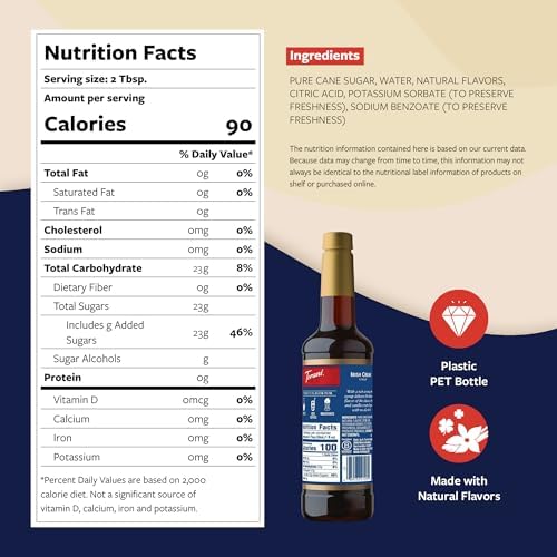 Torani Coffee Syrup, Irish Cream Flavored Syrup for Drinks, Pump Included, 25.4 Fl Oz