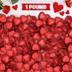 Milk Chocolate Hearts Candy - Red Foil Wrapped Creamy Chocolate Hearts, 1 Pound Bulk Chocolate for Parties, Decorations, Gift Bags & Treats