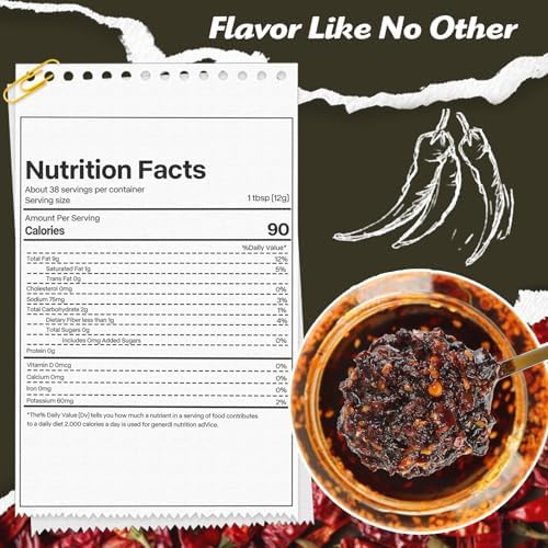 Kah's Journey Xtra Spicy Szechuan Chili Oil - 15.87oz (450g) Garlic and Onion Flavor, Vegan, Sugar Free Chili Sauce with Spicy Chili Crisp, Good on Noodles, Meats, Veggies