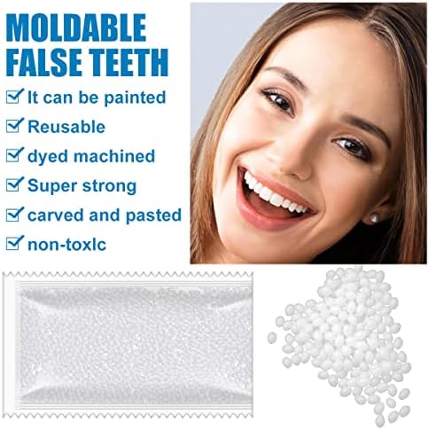 Tooth Repair Kit - 30ml / 1.05 oz Teeth Replacement with Moldable Heat Fit Beads for Temporary Restoration of Missing or Broken Teeth and Dentures, Including Clear Instructions and Plastic Clip