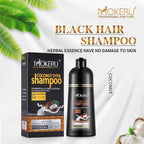 MOKERU Coconut Oil Black Hair Dye Shampoo 3 in 1 for Gray Coverage Color Shampoo for Women Men Semi-Permanent