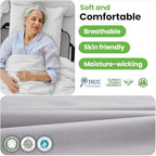 NIHAO Draw Sheet with Handles Positioning Bed Pad Washable 48" x 40" Multipurpose Patented Flannel Patient Transfer Sheet for Bedridden Lifting Turning Sliding, Navy Blue