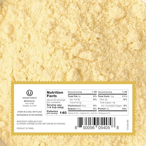 ONE IN A MILL Semolina Flour 2 LB (Pack of 1) | High Protein Durum Wheat Flour for Pizza Dough, Pasta, Bread, and Couscous | Vacuumed Packed for Freshness