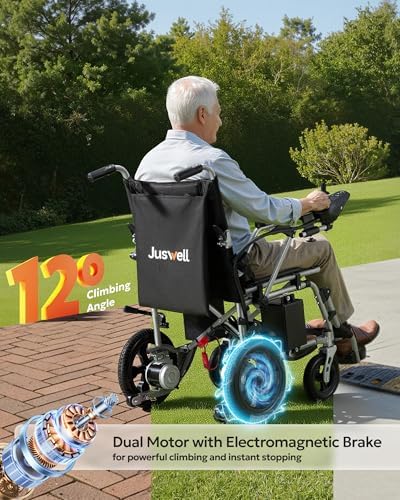 Electric Wheelchair for Adults, Foldable Motorized Wheelchair with 15 Miles Long Travel Range All Terrain Compact Portable Wheelchairs for Adults Support 350LB,18" Wider