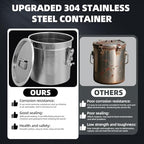 6L/1.6 Gal 304 Stainless Steel Containers with Lids 202 Oz Stainless Food Containers with Lids and Lock Hole Airtight Container for Kitchen Stainless Steel Bucket 304 stainless container