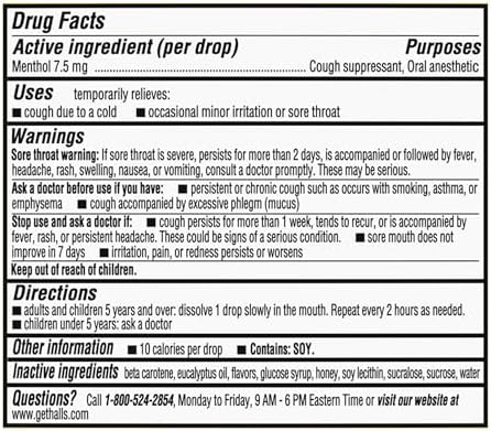 HALLS Cough and Throat Relief Honey Lemon Cough Drops, Bulk Pack, 250 Drops