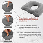 Leinuosen 2 Pcs Inflatable Seat Cushion 18.1'' x 15.7'' x 4.7'' Portable Lift Donut Pillow Height Adjustable Hemorrhoid Pillow for Tailbone Back Pain Bed Sore Home Car Chair Wheelchair Sitting (Grey)