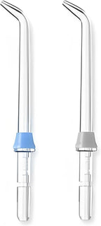 Quacc 2pcs Replacement Classic Jet Tips, Water Flosser Replacement Tips, Compatible with WaterPik Flosser WP-100 WP-250 WP-450 WP-560 WP-660 WP-811 WP-861W WP-900 WP-940 WP-950 (Blue and Grey)