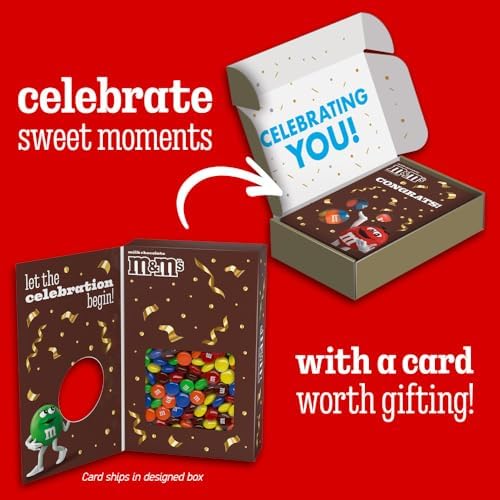 M&M'S Milk Chocolate Candy Gift Box with Congrats Card for Graduation, Anniversary, Engagement, Wedding, Baby, New Job, and All Congratulations Card Gift Celebrations Needs – 10 Oz Box