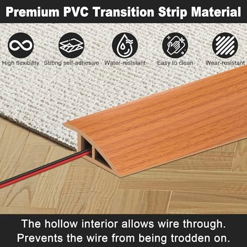 Floor Transition Strip, Self Adhesive Door Threshold for Doorway, Carpet Edging Trim Strip Vinyl Overlap Edge Reducer for Carpet, Tile, Threshold Ramp (1/5" to 2/5", Yellow Oak Grain, 3.3FT)