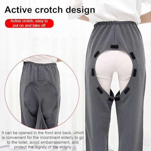 Incontinence Pants Full Open Patient Care Trousers, Patient Care Clothes For Women And Men, Clothing For Disability, Hospital Gowns Nursing Aid For Elderly Disabled Dialysis And Bedridden (Color:XL)