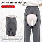 Incontinence Care Trousers for Men/Women, Adult Open Crotch Pants Clothing, Paralysis Clothing Patient, Clothing for Disability Elderly Surgery Patients, Easy to Wear and Take Off(Color:XXL)