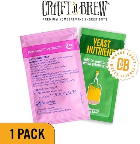 Craft A Brew - SafLager W-34/70 Yeast - German Lager Dry Yeast - For Craft Lagers - Ingredients for Home Brewing - Beer Making Supplies - [1 Pack]