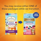 Twinings Cold Brew Variety Sampler Peach and Mixed Berries Black Iced Tea Bags, 20 Count (Pack of 2), Deliciously Unsweetened Flavoured Black Tea, Caffeinated, 40 Individually Wrapped Tea Bags