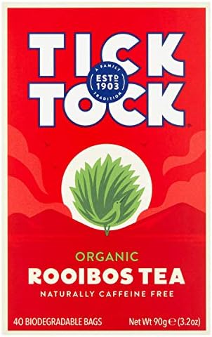 TICK TOCK TEAS Organic Rooibos Tea Bags, Organic Original Rooibos Tea, 40 Count