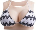 Round Collar Silicone Breastplate, Back Hollow Fake Boobs Breasts Forms B-G Cup for Crossdressers Transgender Drag Queen