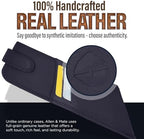 ALLEN & MATE 100% Leather Slim Glasses Case for Reading and Computer Glasses for Men/Women with Inbuilt Card Holders
