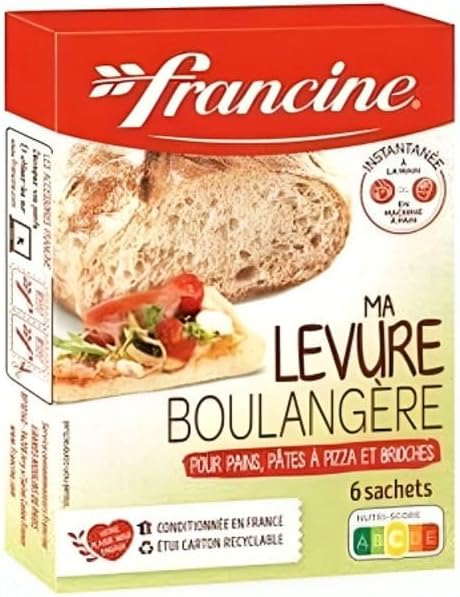 Francine - yeast for baking bread - (6x5g sachets) 30g - bread machine yeast - levadura para hacer pan - Instant dry yeast. Plant-based. French Imported.