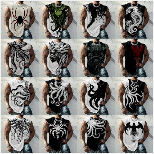 Mens Tank Top Graphic Muscle Big and Tall Athletic Gym Workout Funny Running Tank Top Undershirt for Men