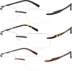 EFE Frameless Reading Glasses Women Rimless Lightweight Unbreakable Blue Light Reader Eyeglasses 3 Pack (Multicolor, 1.5)