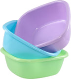 8 Quart Plastic Square Wash Basin Tub, Colorful Small Dish Pan, 3 Packs