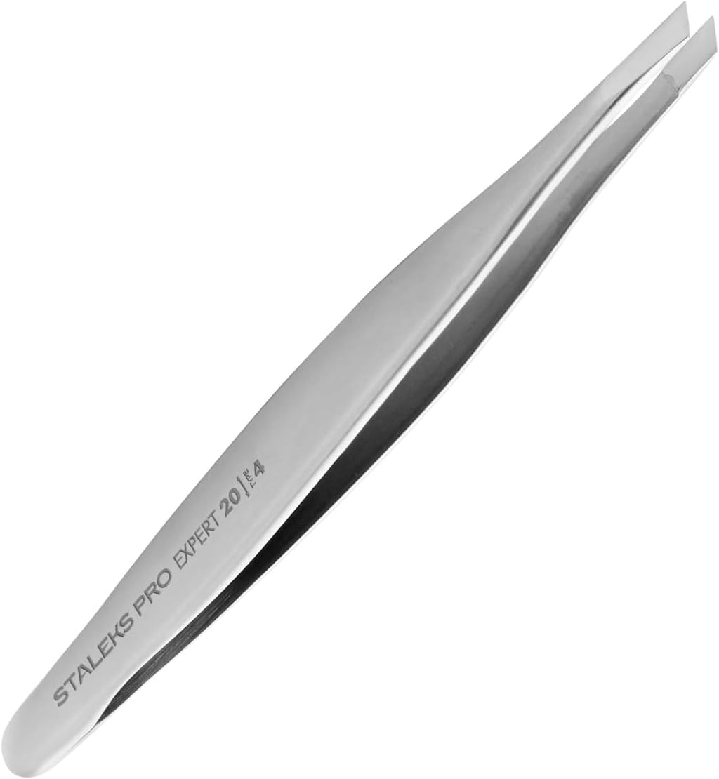 STALEKS PRO Expert 20 Type 4 Professional Eyebrow Tweezers – Narrow Beveled Stainless Steel for Fine Brows & Soft Stroke Hair Removal