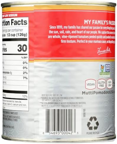 Mutti Whole Peeled Tomatoes (Pelati), 28 oz. | 12 Pack | Italy’s #1 Brand of Tomatoes | Fresh Taste for Cooking | Canned Tomatoes | Vegan Friendly & Gluten Free | No Additives or Preservatives