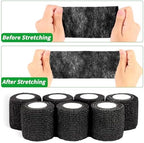 120 Pack Black Self Adhesive Bandage Wrap Bulk 2 Inch x 5 Yards Cohesive Bandage,Vet Wrap Breathable Elastic Self-Adherent Tape for Stretch Athletic Sports Wrist Ankle Dogs Pet Vet Wrap