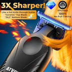 9000 RPM Razor-Sharp Zero Gap T Blade Hair/Beard Trimmer for Men 3-Speed Leather-Wrapped Close Shave Foil Shaver Cordless Travel Pouch USB-C Rechargeable Fast Charging Base Charger Included