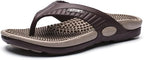 DSLED Massage Flip Flops for Men & Women, with Arch Support Summer Breathable Beach Shoes, Acupressure Sandals Massage Slippers, Relief Plantar Fasciitis Heel Arch Arthritis Pain, Khaki, 44