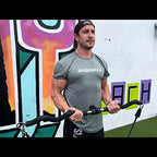 Bodylastics Resistance Band Bar, Curl Bar With Non-Slip Rubber Grip, Ultra-Strong Steel Exercise Bars for Home Workouts, Workout Equipment for Women & Men, 3 Connection Points, Withstands Up to 300lbs