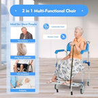 350lb Rolling Shower and Commode Chair for Elderly,Handicap Shower Wheelchair with Locking 360° Wheels & Removable Potty/Footrests, Portable Toilet Bath Chair for Adults, Disabled