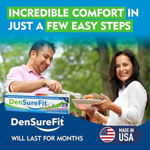 DenSureFit Denture Reline Kit for Upper Denture, 3-6 Month Soft Silicone Dentures Repair Set to Refit and Tighten, Easy to Use Reline Set with Larger Primer and Applicators for Comfortable Fit
