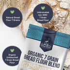 Great River Milling Organic 7 Grain Blend Bread Flour | Unbleached & Unbromated | Non-GMO, Kosher Certified | Hearty Multi-Grain Flour for Breads, Muffins & Everyday Baking | 5 Lb