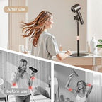 Hair Dryer Stand Holder, Hands Free Hair Dryer Stand with 360 Degree Rotating, Height Adjustable Countertop Blow Dryer Holder, Drubale Dryer Stand Works for 99% Blow Dryer